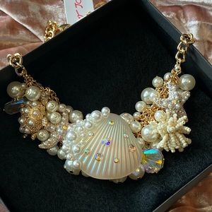SOLD- Betsey Johnson Shell Gold Statement Necklace